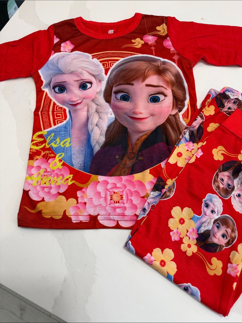 Girls' Red Elsa & Anna Frozen Pajama Set